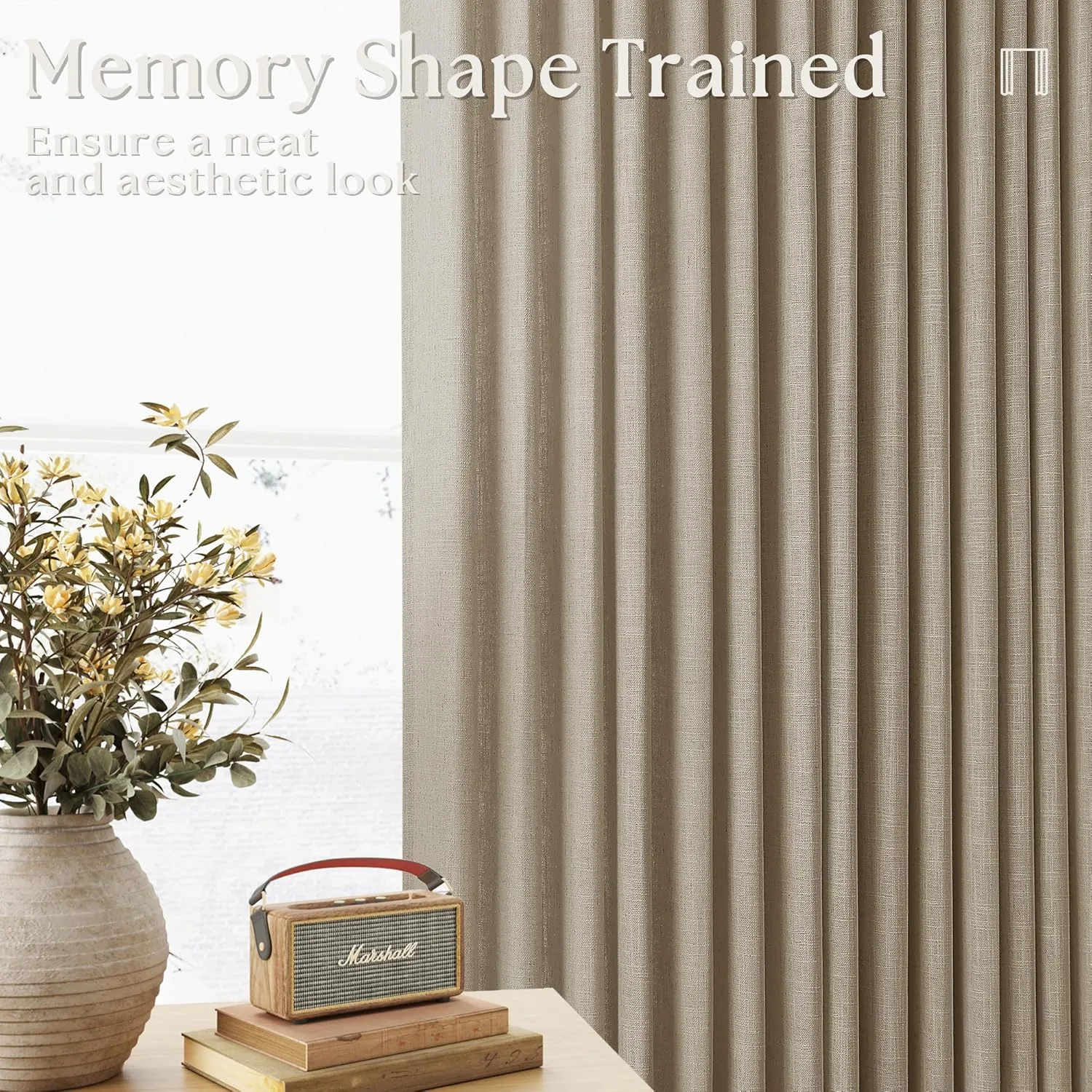 Grey Beige Linen Kitchen Curtains 45 Inches Long 2 Sets Basement Curtains for Small Window Pinch Pleated Back Tab Linen Blend Short Cafe Boho Semi Sheer Back Tab Drapes for Bay Windows Bedroom 40x45
