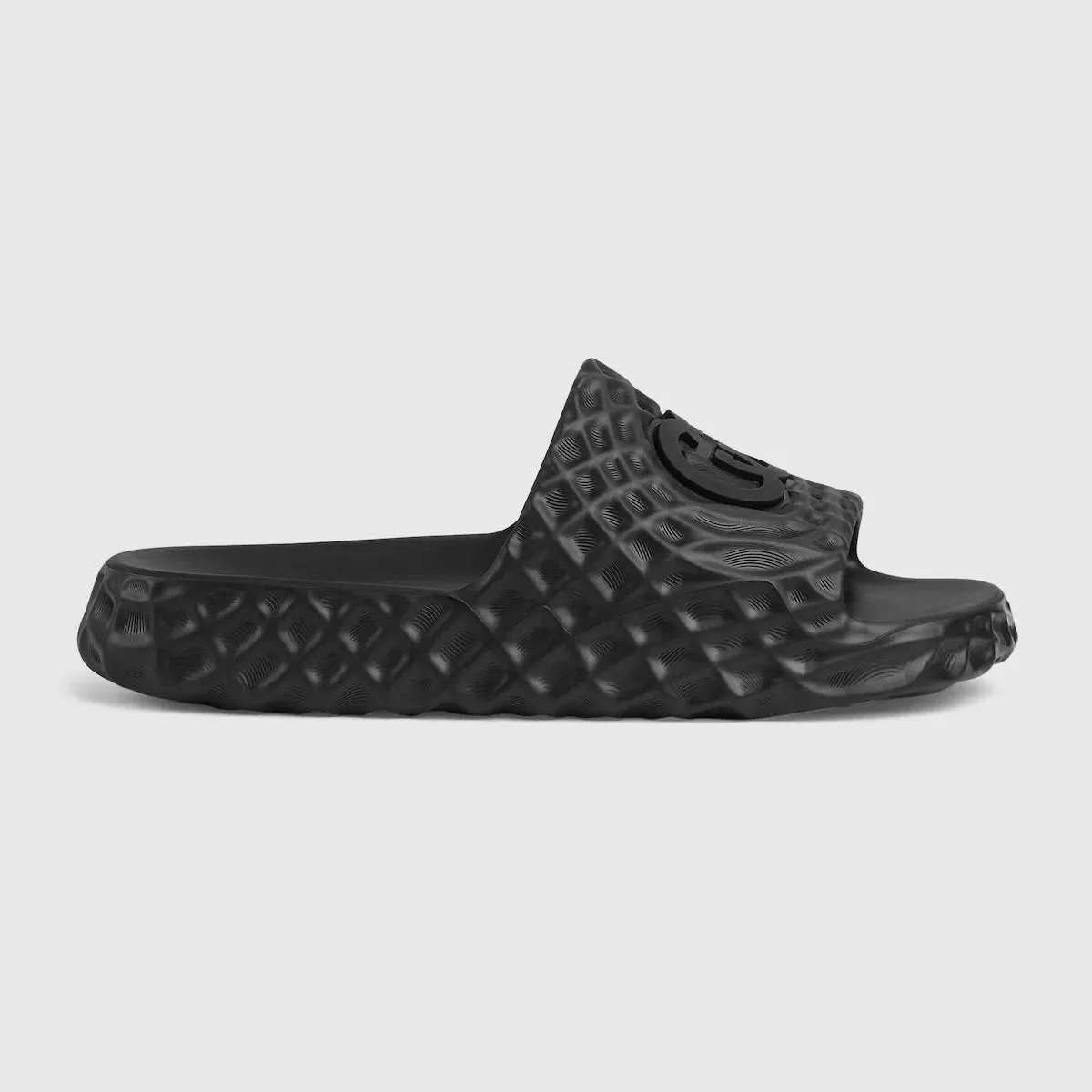 GUCCI || GG Logo Men's Water Ripple Textured Rubber Pool Slides