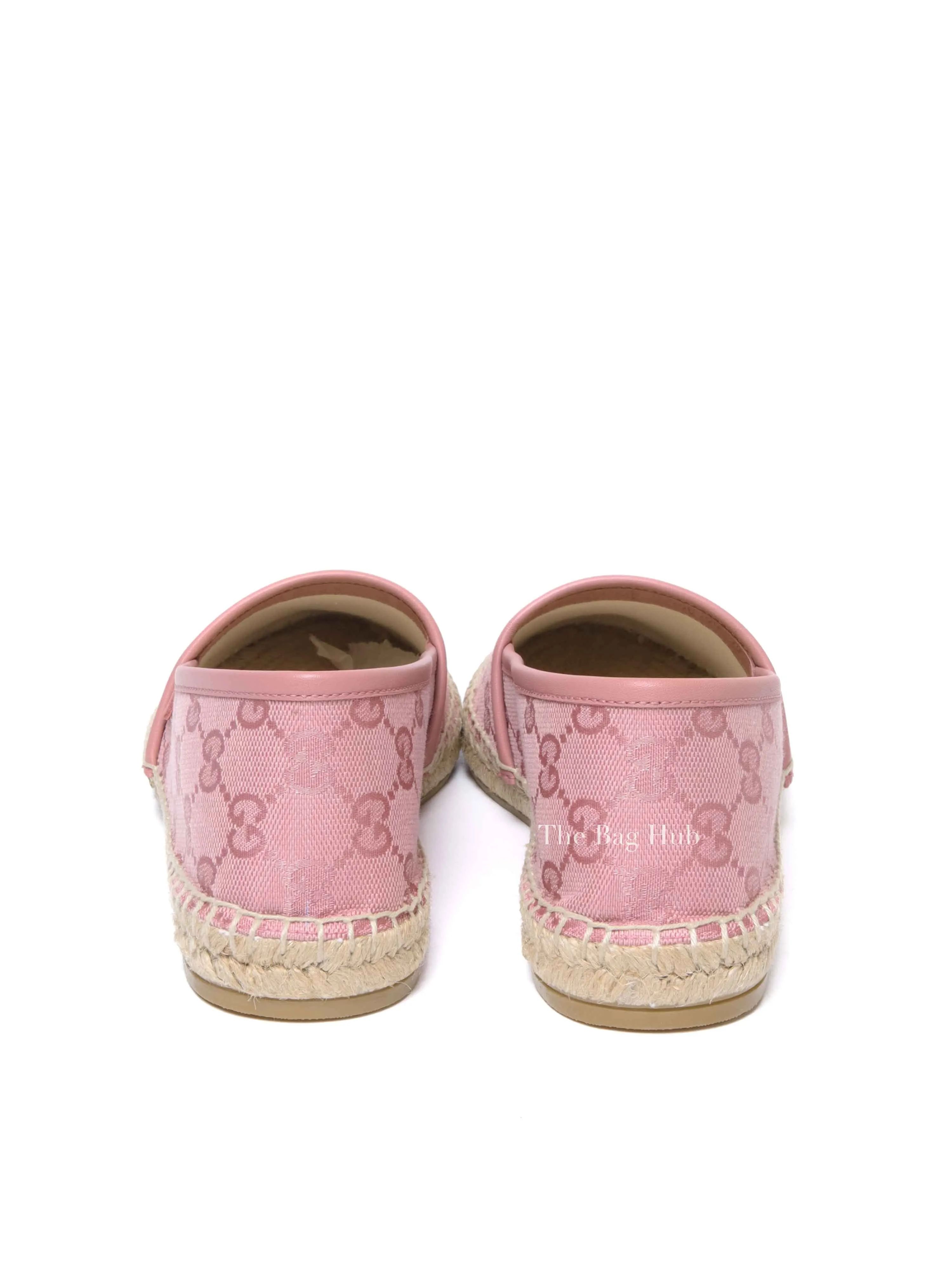 Gucci Pink GG Canvas and Leather Espadrille Flats Size 38