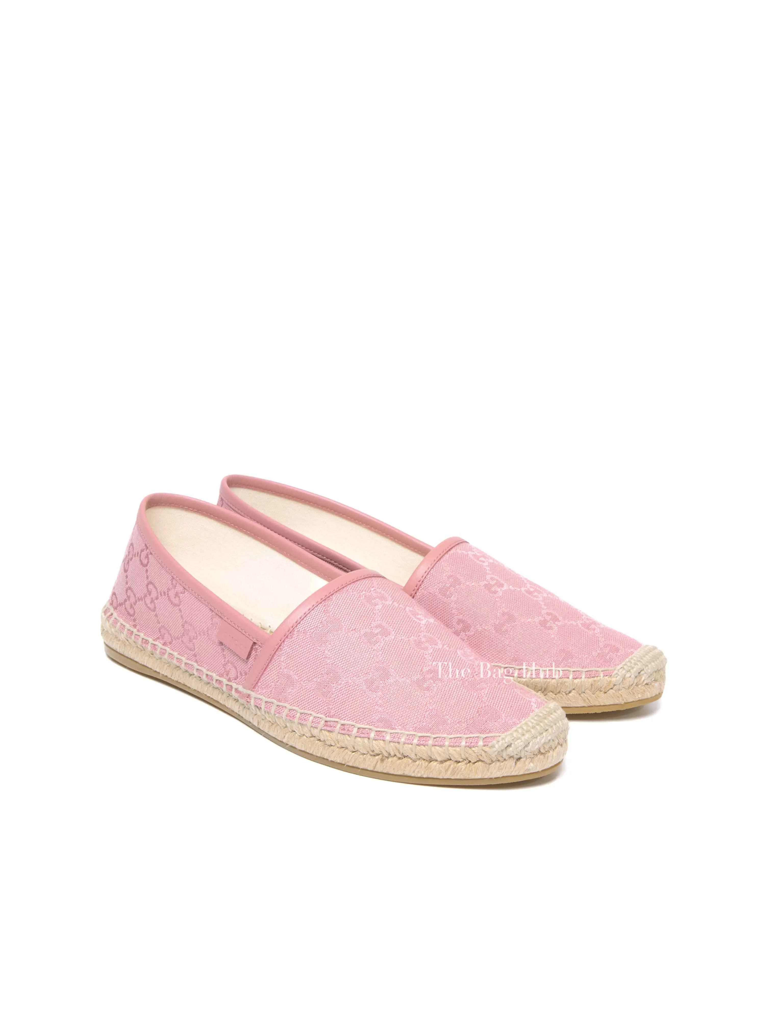 Gucci Pink GG Canvas and Leather Espadrille Flats Size 38
