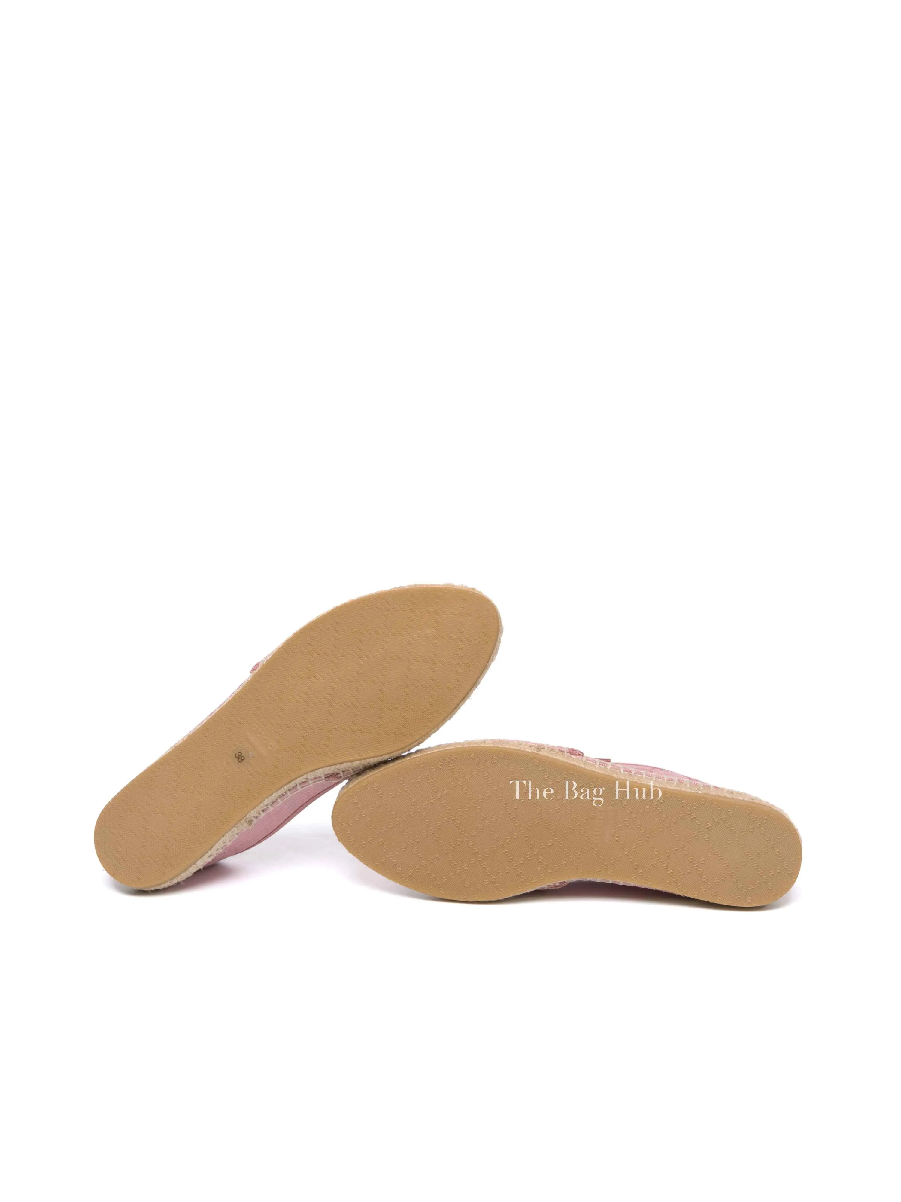 Gucci Pink GG Canvas and Leather Espadrille Flats Size 38