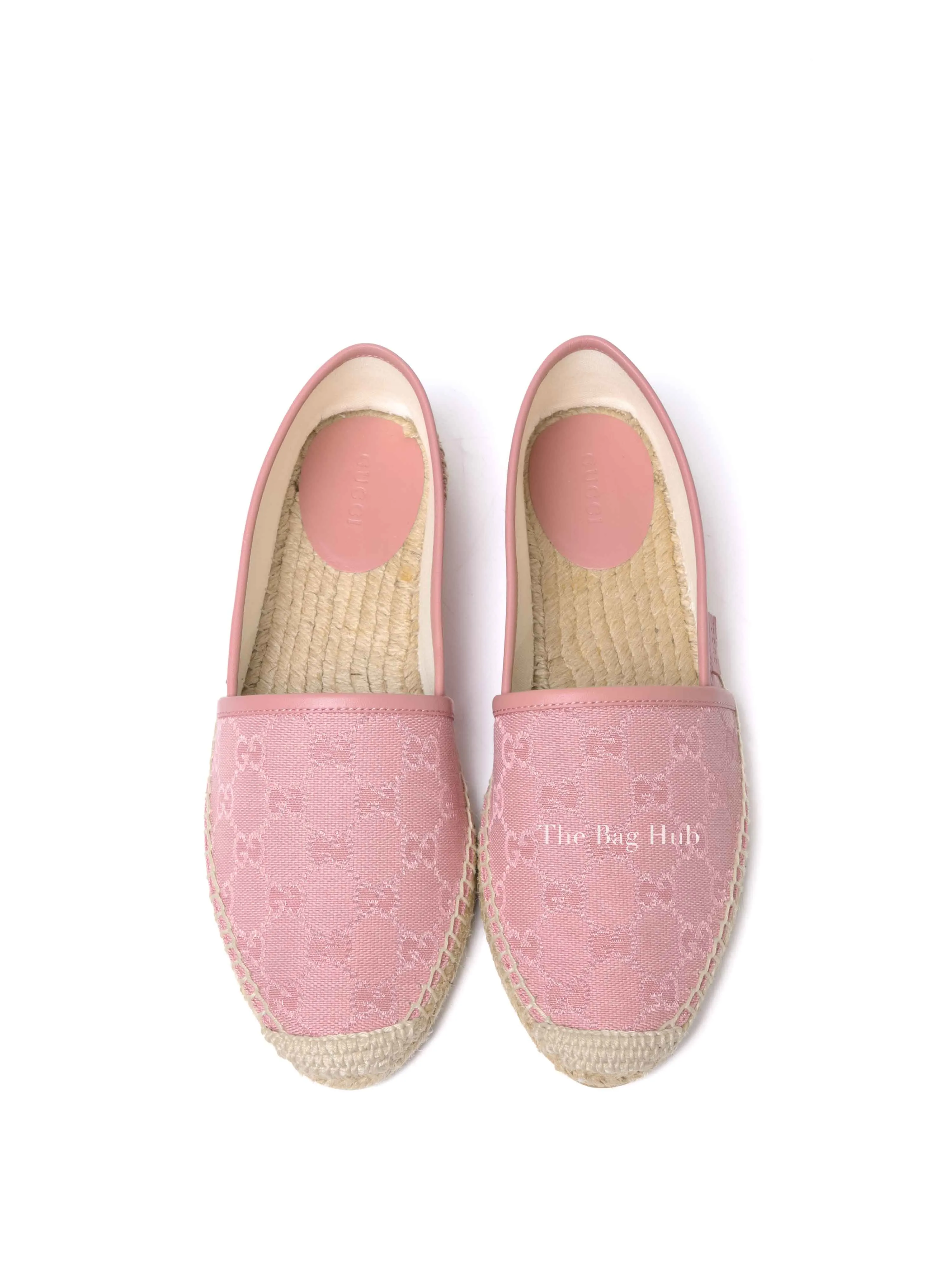 Gucci Pink GG Canvas and Leather Espadrille Flats Size 38