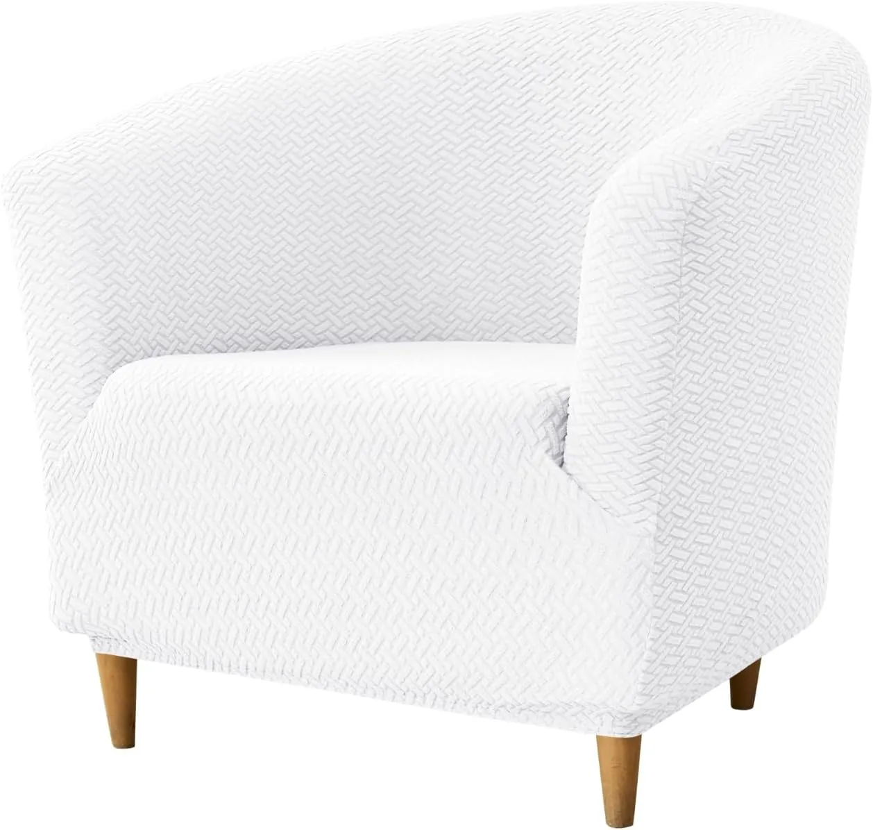 HAOYONG Club Chair Slipcover Jacquard Barrel Chair Covers Stretch Tub Chair Slipcovers Soft Armchair Sofa Covers Removable Couch Cover Protector for Living Room Hotel Restaurant - White,Set of 1