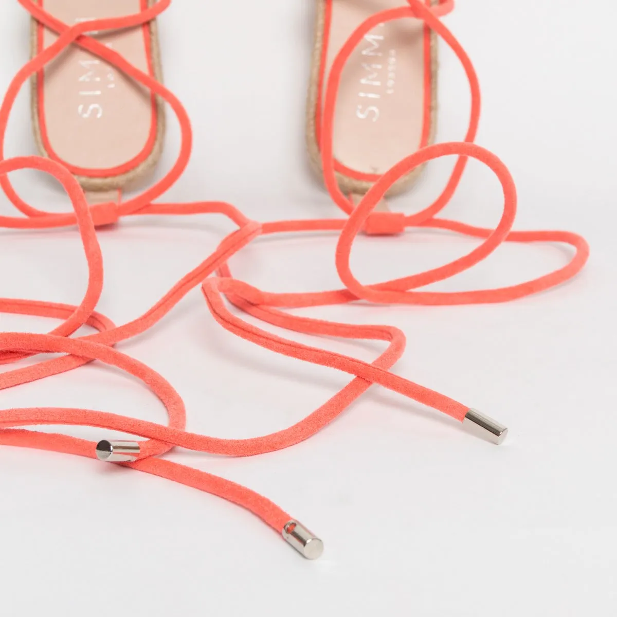 Hara Coral Suede Clear Lace Up Flats