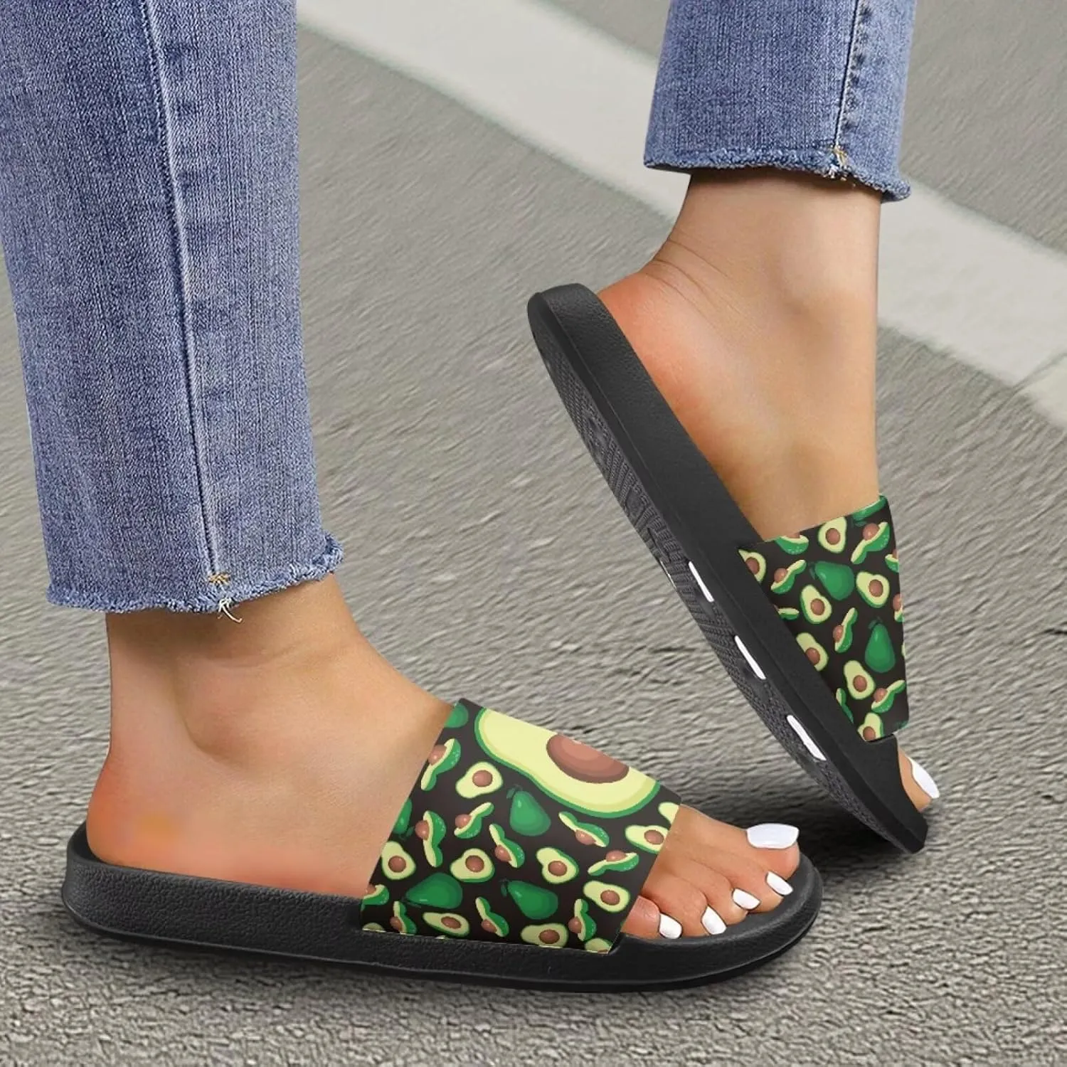 Hawaii Style Sandals for Women Beach Shower Slide Slippers Indoor & Outdoor Sandals with Arch Support