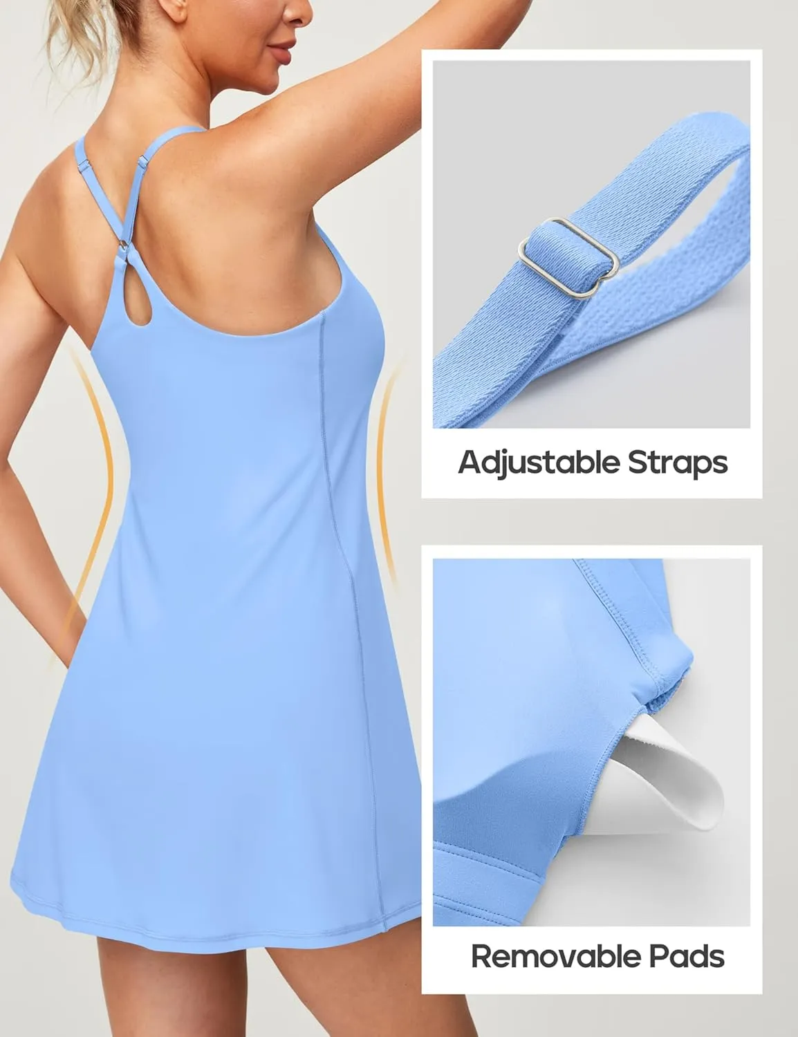 Heathyoga Womens Tennis Dress with Shorts Underneath & Bra Athletic Dress for Women Summer Dress with Pockets for Golf