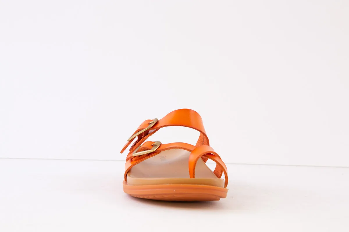 HEAVENLY FEET - MALIBU FLAT TOE-TOST MULE - ORANGE