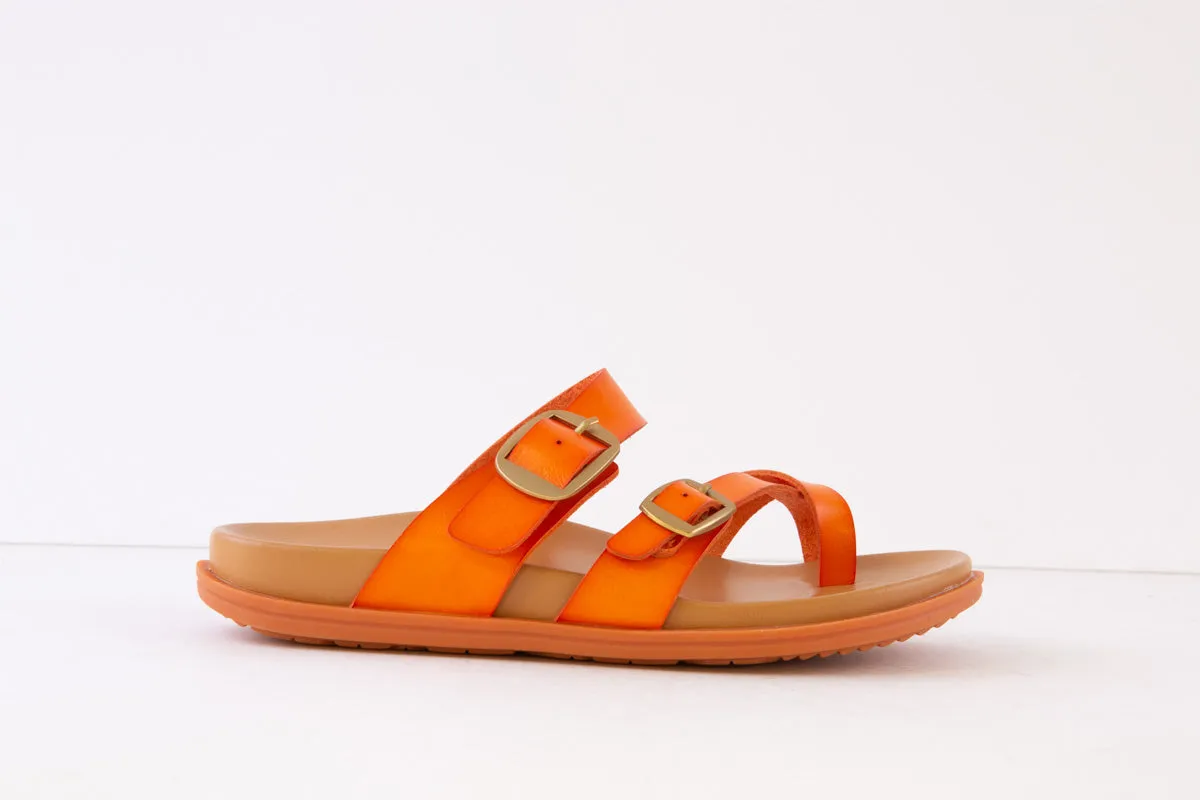 HEAVENLY FEET - MALIBU FLAT TOE-TOST MULE - ORANGE