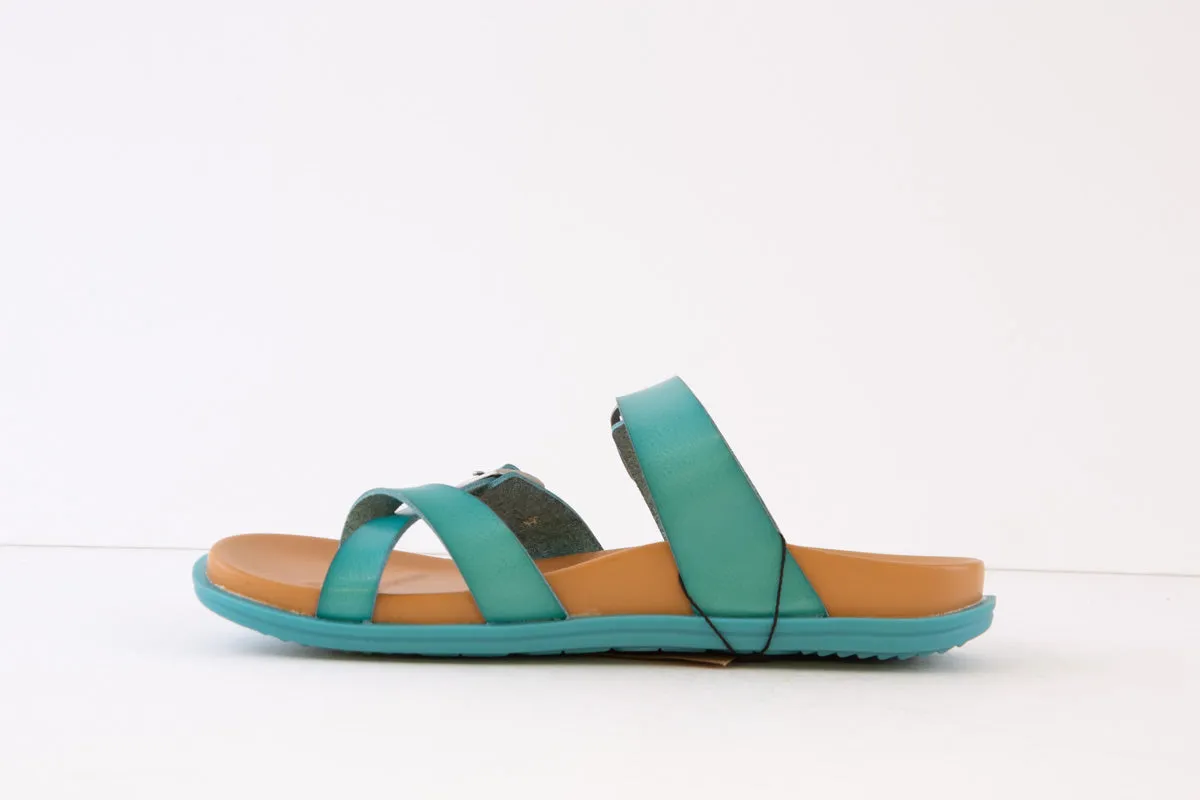 HEAVENLY FEET - MALIBU FLAT TOE-TOST MULE - TURQUOISE
