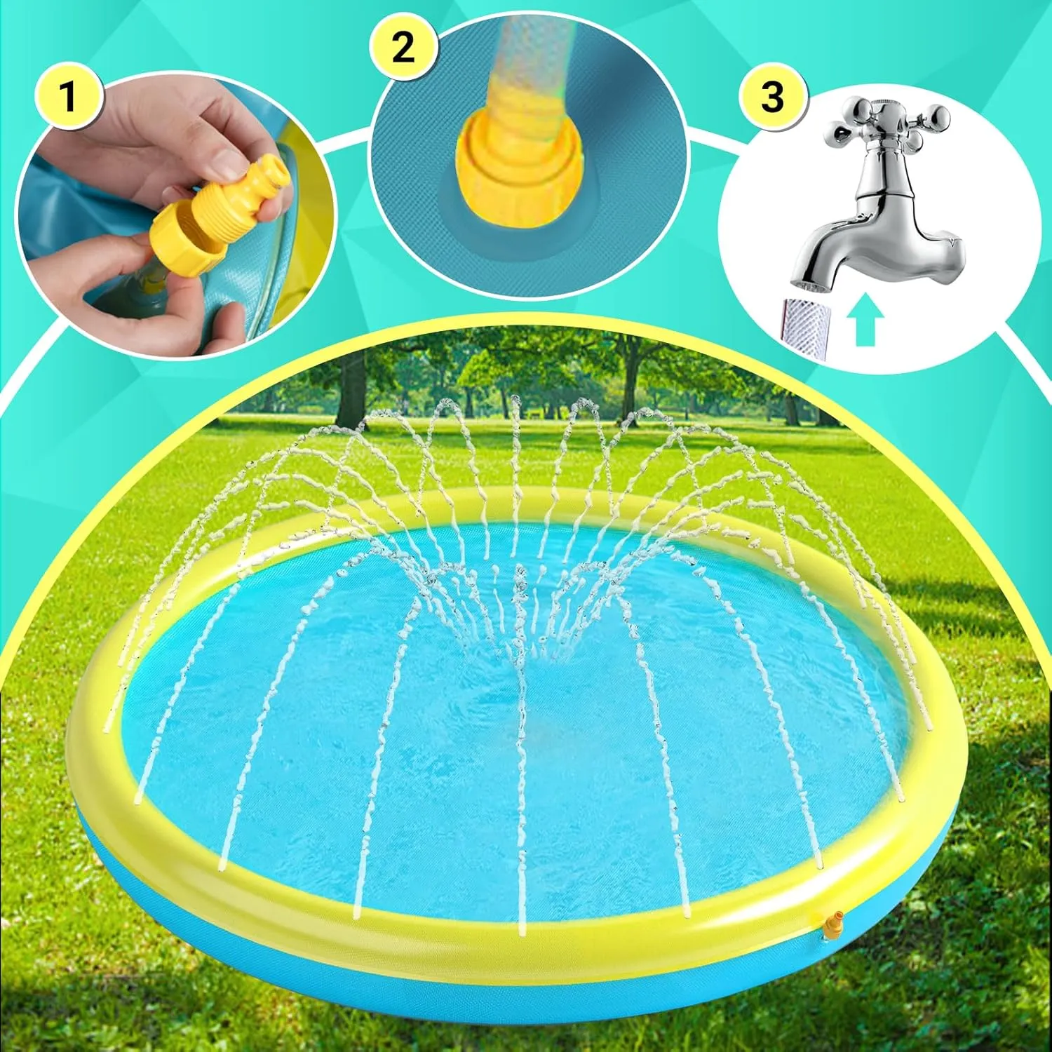 Heeyoo Splash Pad for Kids and Toddlers - Non-Slip Summer Outdoor Water Toys, Sprinkler Pool, Scratch Resistant Thicken Dog Play Mat, Fountain for Outdoor Play