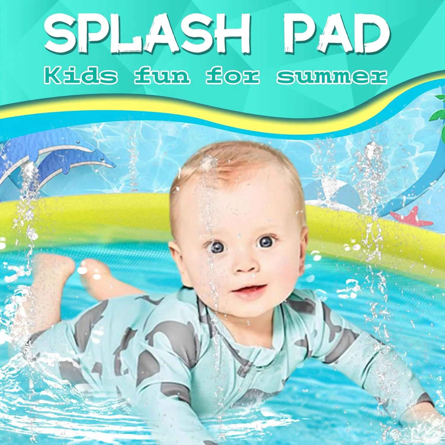 Heeyoo Splash Pad for Kids and Toddlers - Non-Slip Summer Outdoor Water Toys, Sprinkler Pool, Scratch Resistant Thicken Dog Play Mat, Fountain for Outdoor Play