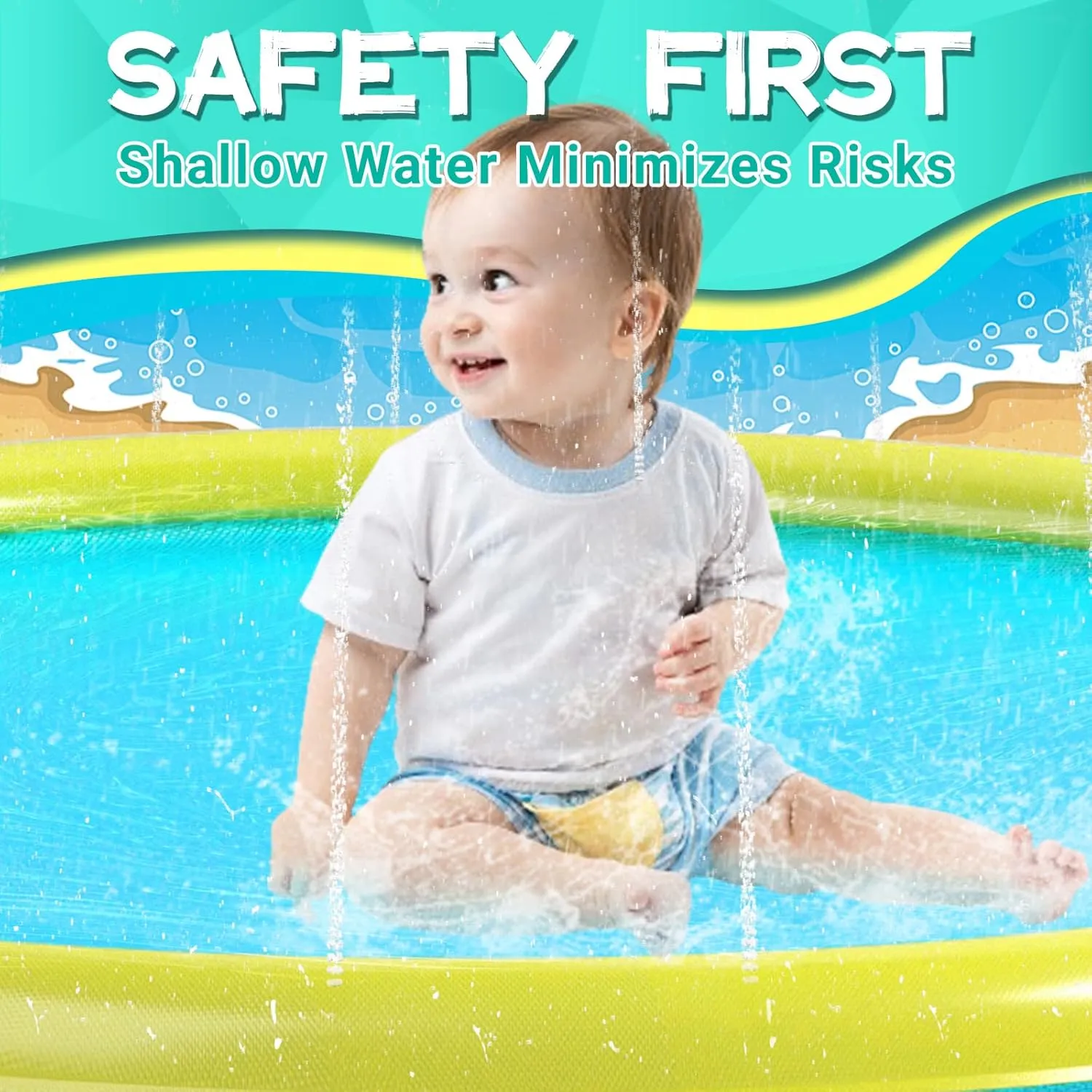 Heeyoo Splash Pad for Kids and Toddlers - Non-Slip Summer Outdoor Water Toys, Sprinkler Pool, Scratch Resistant Thicken Dog Play Mat, Fountain for Outdoor Play