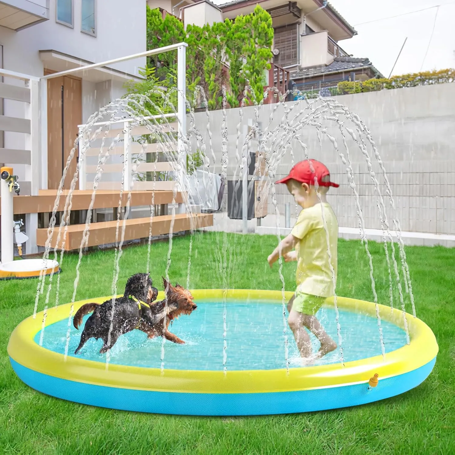 Heeyoo Splash Pad for Kids and Toddlers - Non-Slip Summer Outdoor Water Toys, Sprinkler Pool, Scratch Resistant Thicken Dog Play Mat, Fountain for Outdoor Play