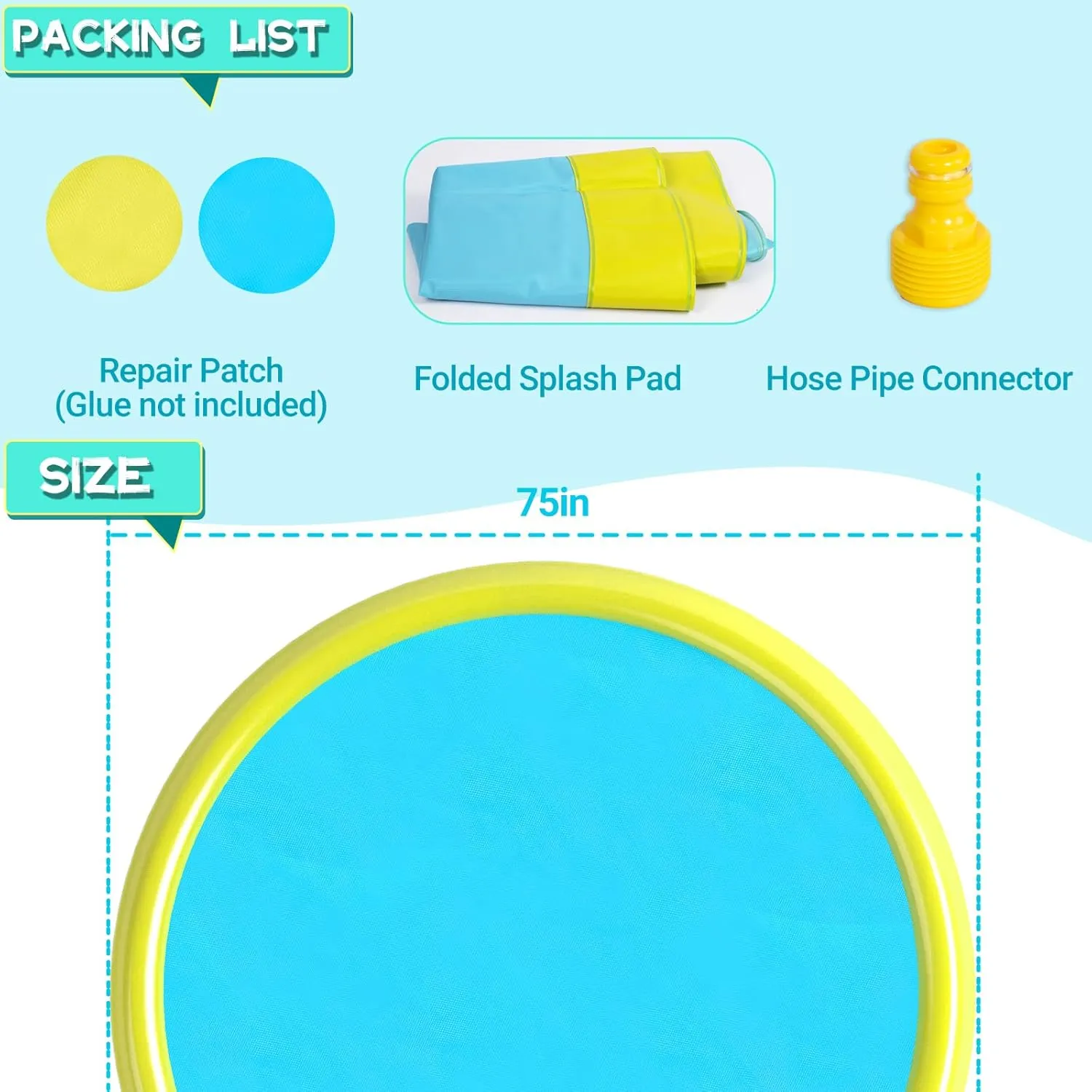 Heeyoo Splash Pad for Kids and Toddlers - Non-Slip Summer Outdoor Water Toys, Sprinkler Pool, Scratch Resistant Thicken Dog Play Mat, Fountain for Outdoor Play