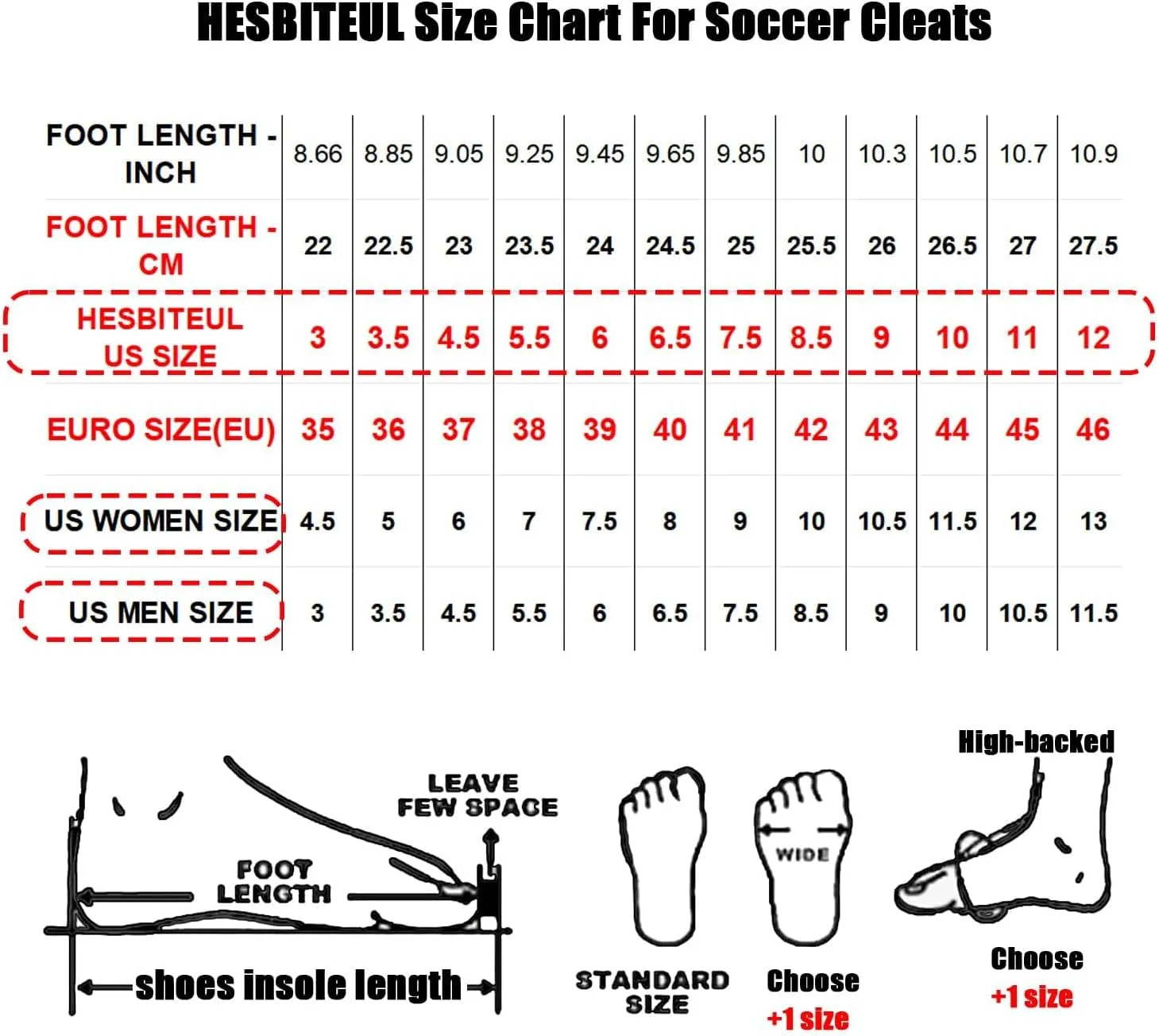 HESBITEUL Soccer Cleats Firm Ground: Unisex FG Football Shoe