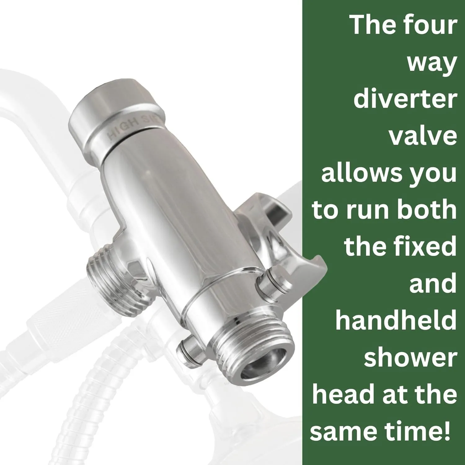 High Sierra® - Solid Metal 4-Way Combo HALF DOME® Fixed and Hanheld Shower Heads with Slipped Free Rubber Grip. Run Separately or Both at Full Flow - 1.5 GPM per Shower Head - Matte Black Finish