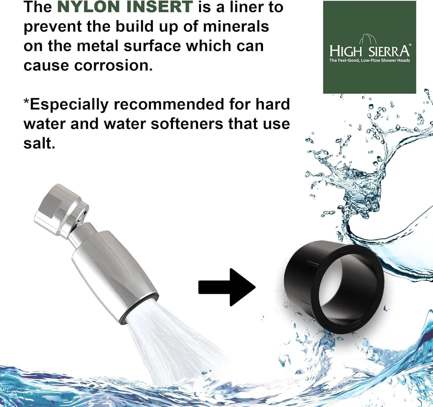 High Sierra® - Solid Metal 4-Way Combo HALF DOME® Fixed and Hanheld Shower Heads with Slipped Free Rubber Grip. Run Separately or Both at Full Flow - 1.5 GPM per Shower Head - Matte Black Finish