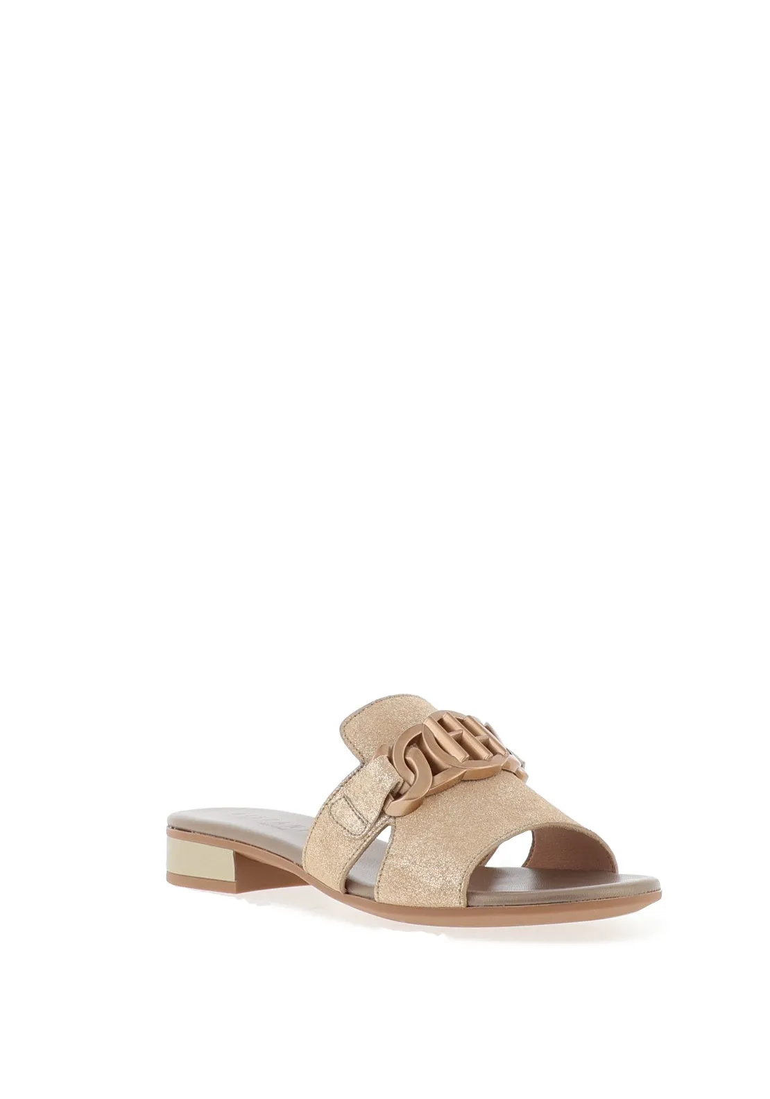 Hispanitas Lena Leather Glitter Mule Sandals, Gold