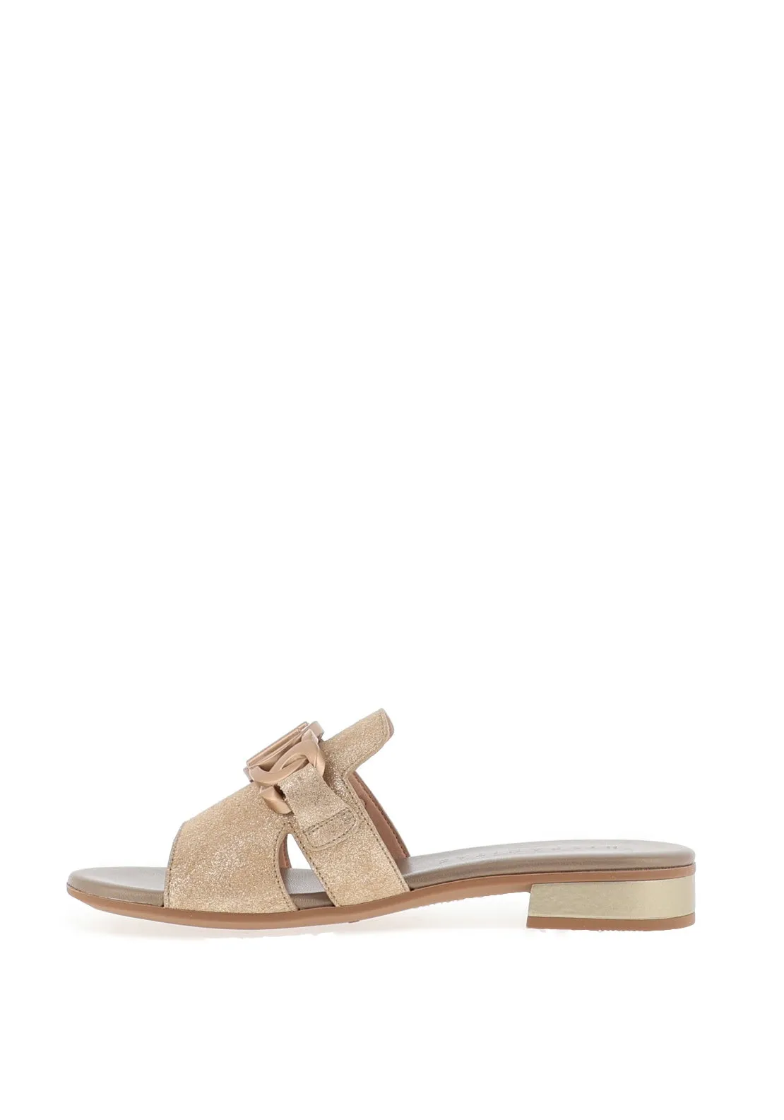 Hispanitas Lena Leather Glitter Mule Sandals, Gold