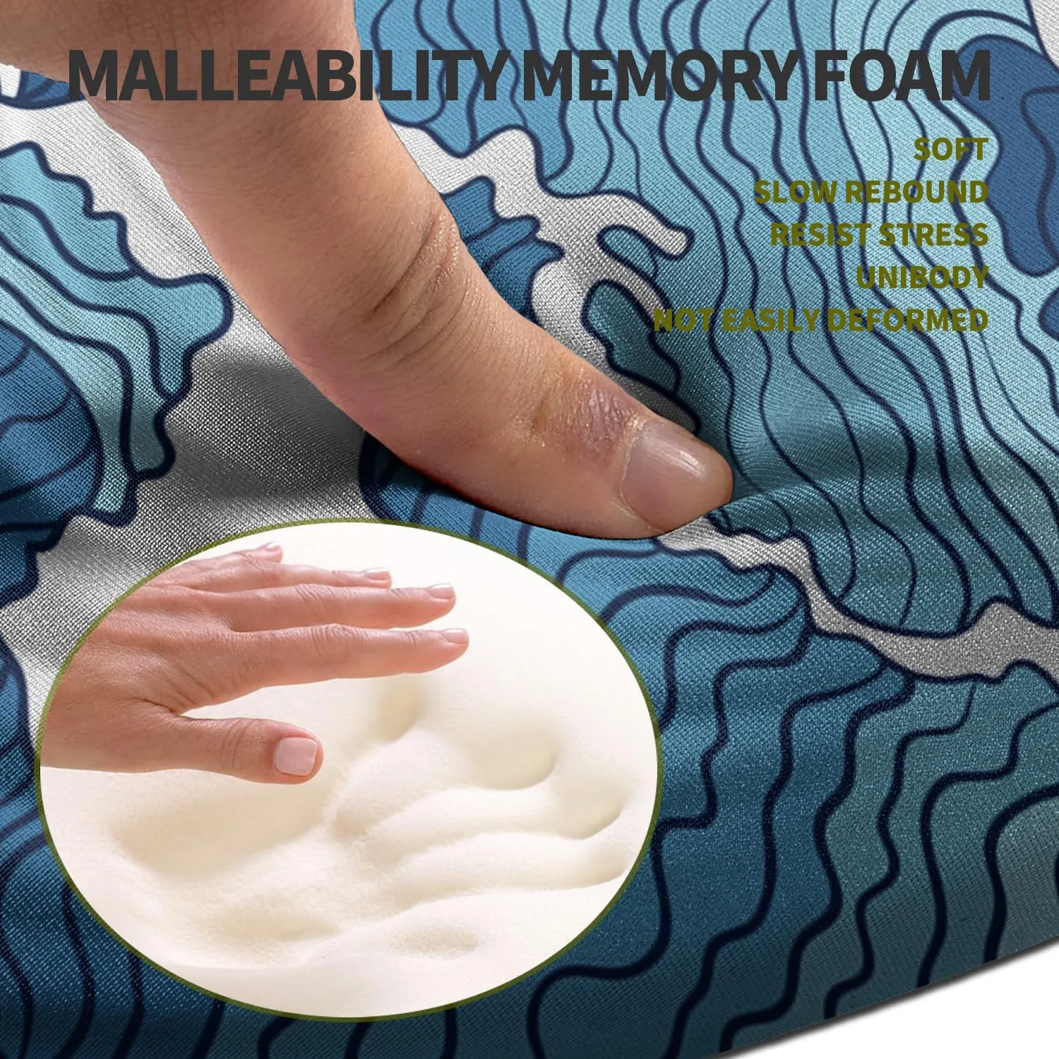 Hokafenle Ergonomic Mouse Pad Wrist Support, Terraced Slope Carpal Tunnel Wrist Pad for Mouse with Unibody Memory Foam, Wrist Rest Pain Relief Mousepad (Abstract Waves, 11.8x7.9 in)
