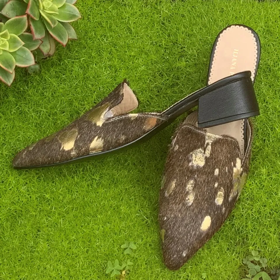 Horsehair Mule – Brown & Gold