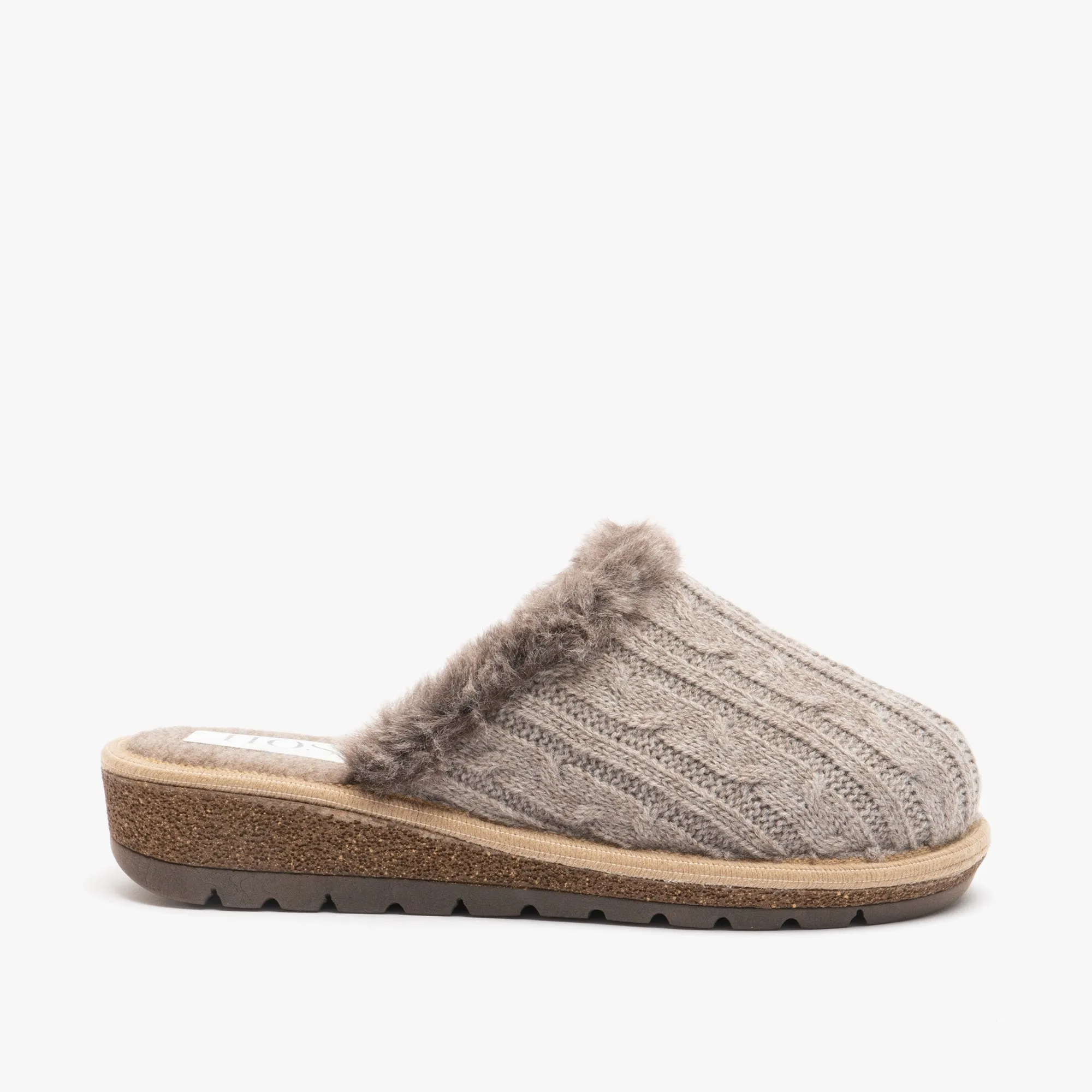 HOS Comfort MEGAN Womens Wool Mule Slippers Beige
