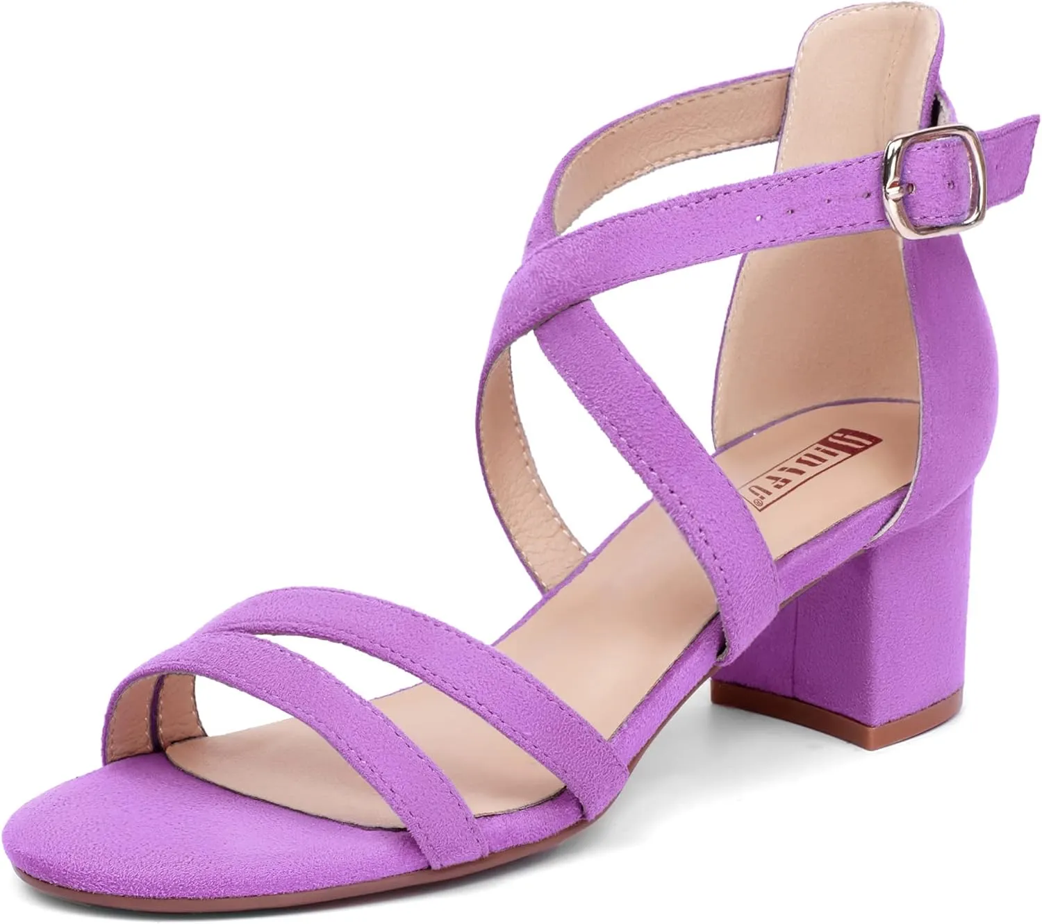 IDIFU Women's Block Low Chunky Heel Strappy Sandals Open Toe Ankle Strap Dress Wedding Evening Shoe for Women Bridal