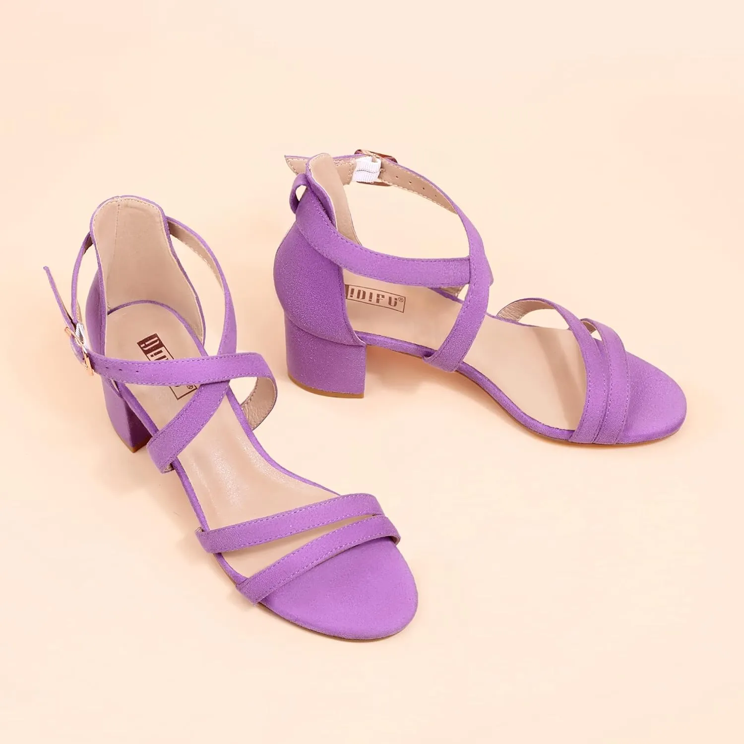 IDIFU Women's Block Low Chunky Heel Strappy Sandals Open Toe Ankle Strap Dress Wedding Evening Shoe for Women Bridal