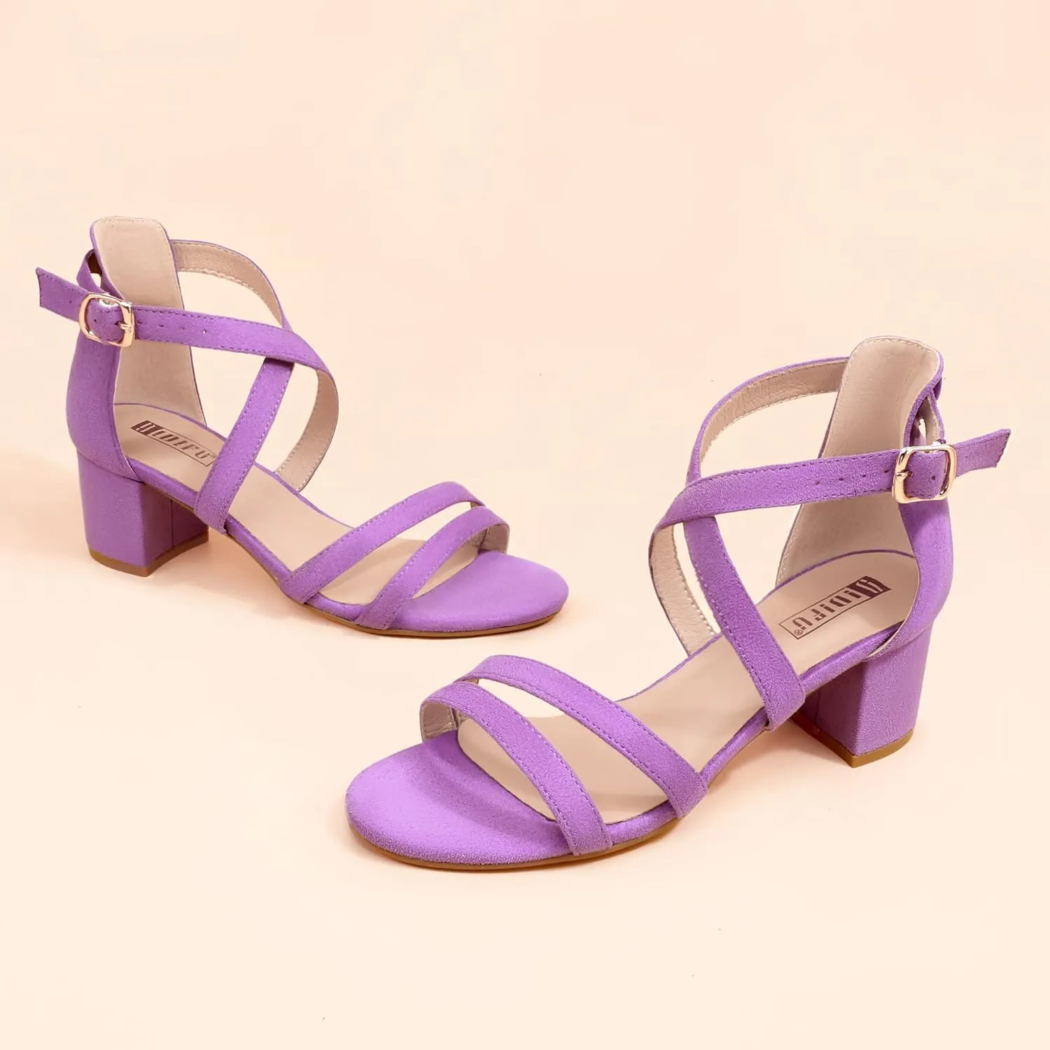 IDIFU Women's Block Low Chunky Heel Strappy Sandals Open Toe Ankle Strap Dress Wedding Evening Shoe for Women Bridal