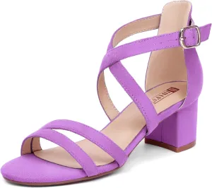 IDIFU Women's Block Low Chunky Heel Strappy Sandals Open Toe Ankle Strap Dress Wedding Evening Shoe for Women Bridal