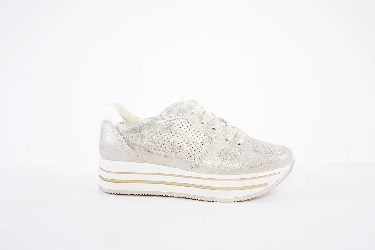 IGI & CO - 1661822 CHUNKY LACE UP FASHION RUNNER - TAUPE METALLIC