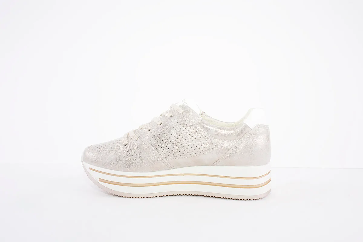 IGI & CO - 1661822 CHUNKY LACE UP FASHION RUNNER - TAUPE METALLIC