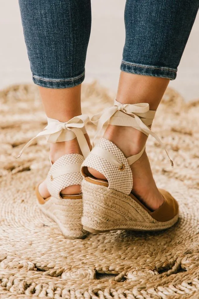 In Espadrille Smart Lace Up Wedges Ashley Connected Camel