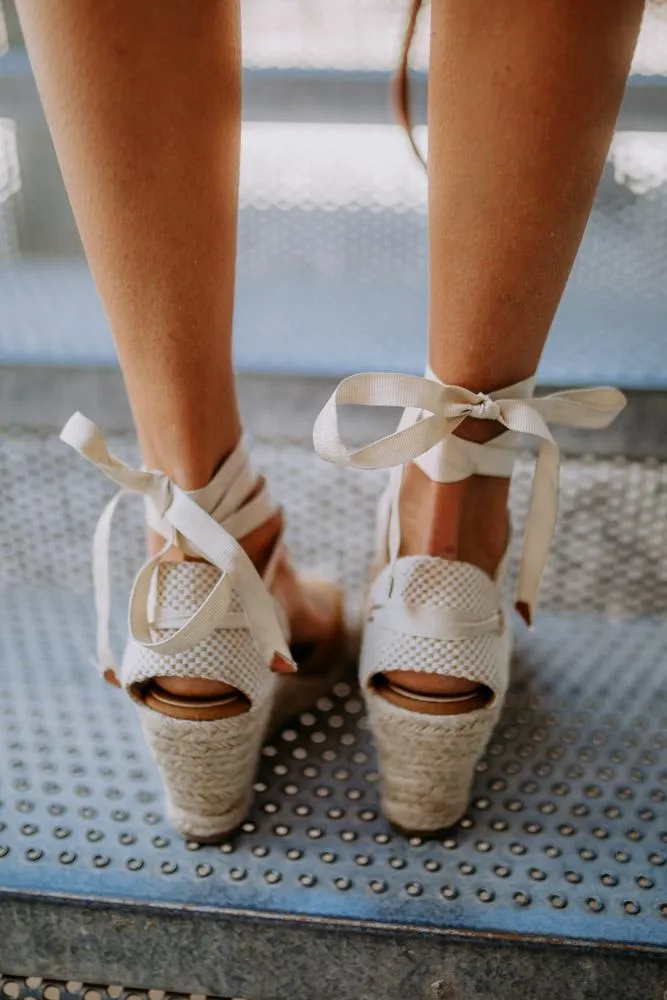In Espadrille Smart Lace Up Wedges Ashley Connected Camel