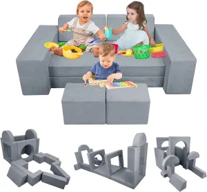 INFANZIA 16PCS Kids Play Couch, Modular Toddler Foam Sofa for Teens, Child Sectional Sofa Furniture for Playroom Bedroom, Couch Gift for Imaginative Boys and Girls