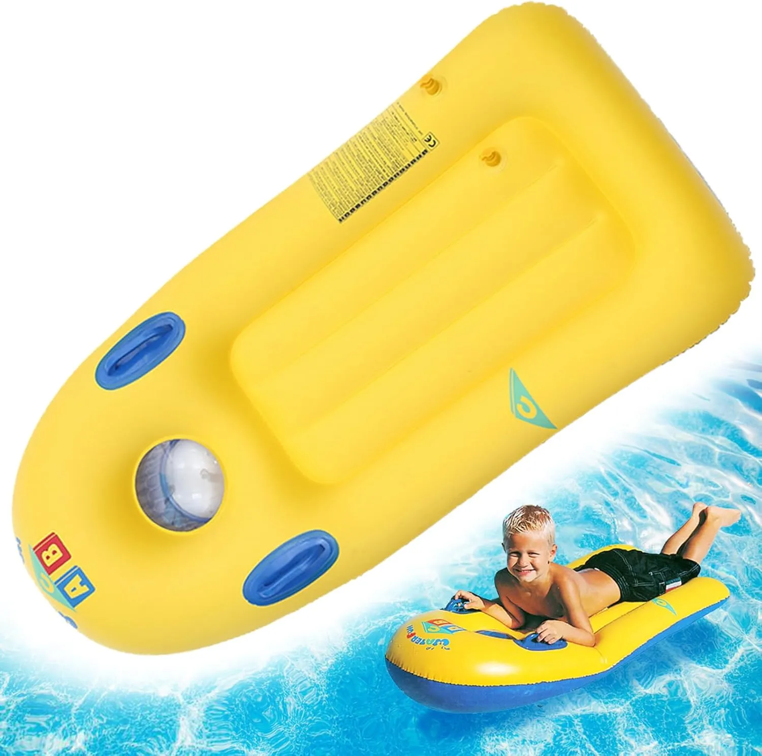Inflatable Surf Body Board, 47 x 23 inch Surfboard with Handles, Summer Swimming Bodyboard for Water Slide, Pool, Beach