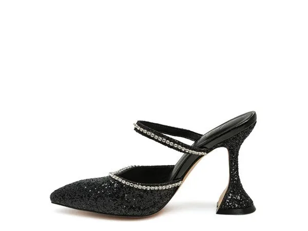 Iris Glitter Spool Mule Heels