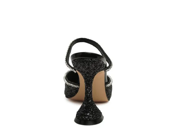 Iris Glitter Spool Mule Heels