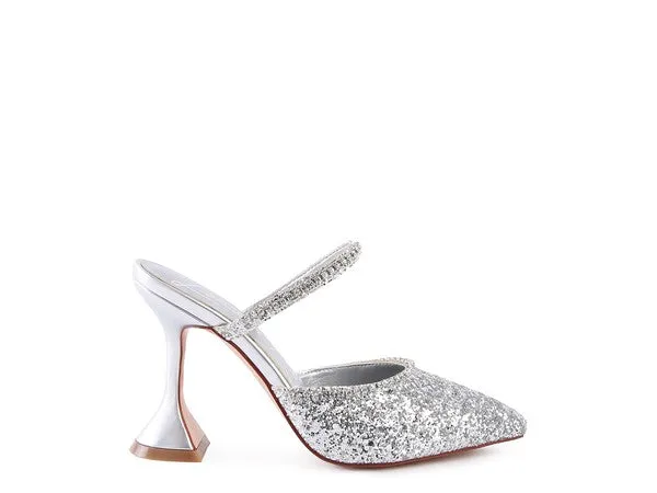Iris Glitter Spool Mule Heels