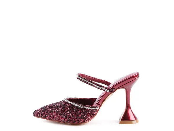 Iris Glitter Spool Mule Heels