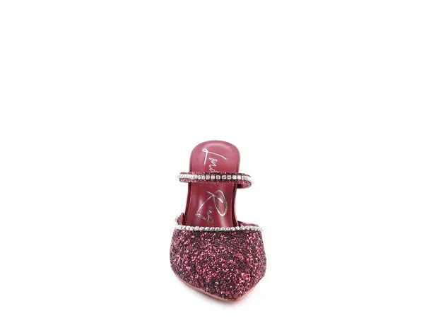 Iris Glitter Spool Mule Heels