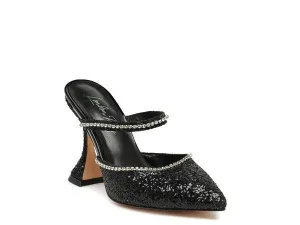 Iris Glitter Spool Mule Heels