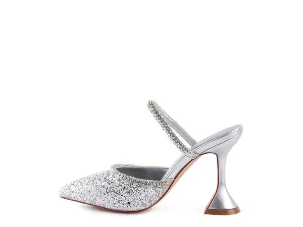 Iris Glitter Spool Mule Heels