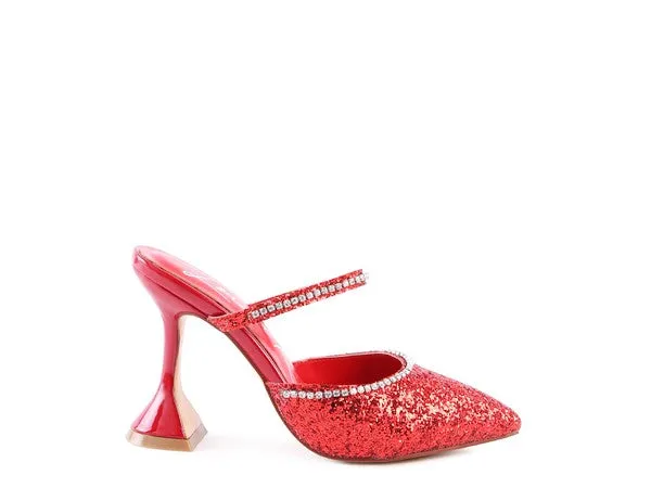 Iris Glitter Spool Mule Heels