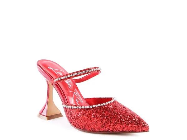 Iris Glitter Spool Mule Heels