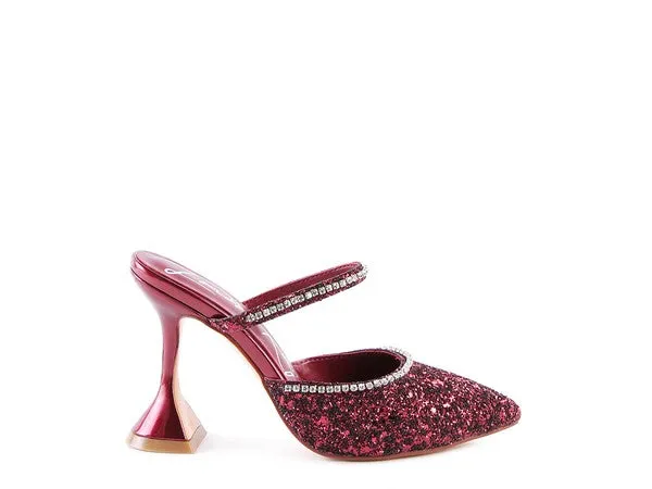 Iris Glitter Spool Mule Heels