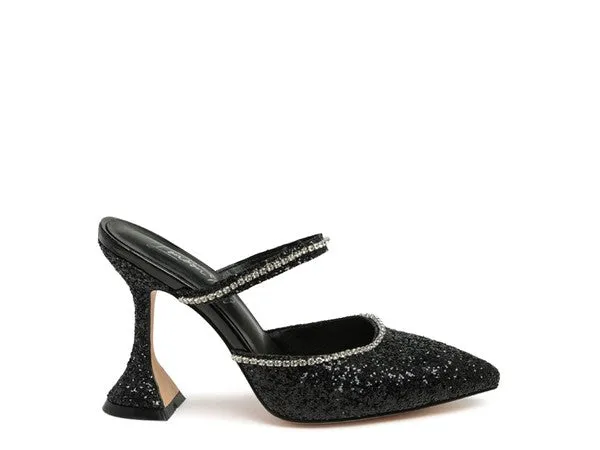 Iris Glitter Spool Mule Heels