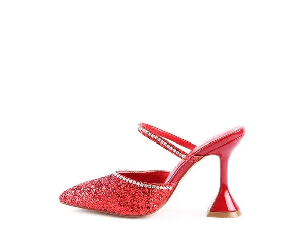 Iris Glitter Spool Mule Heels