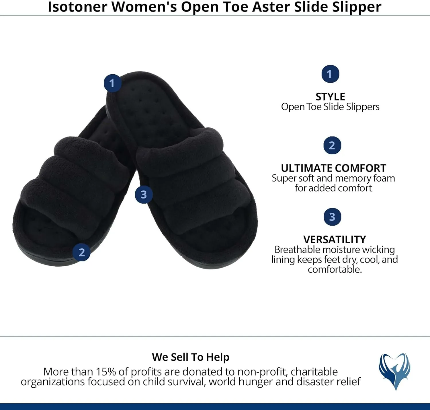 isotoner womens Isotoner Womens Recycled Mircoterry Aster Slide Slippers