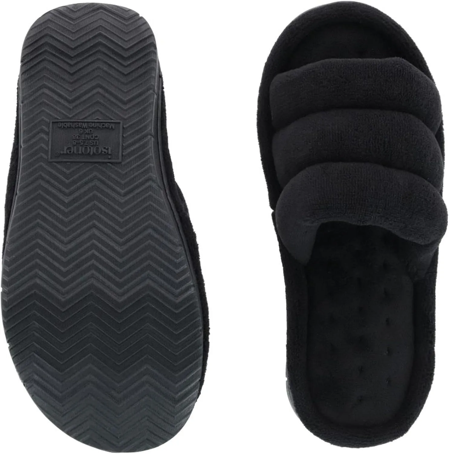 isotoner womens Isotoner Womens Recycled Mircoterry Aster Slide Slippers